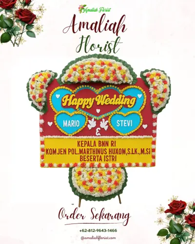 Karangan Papan Bunga Pernikahan di Ngawonggo
